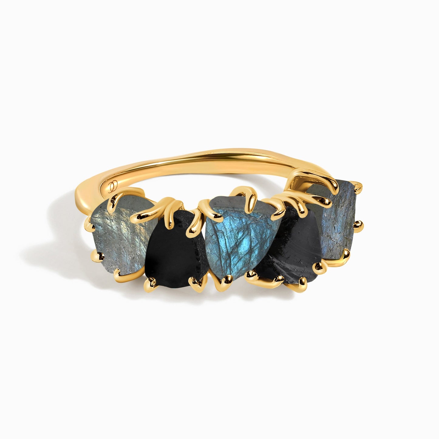 Raw Crystal Ring - Luminous Labradorite - yellow gold