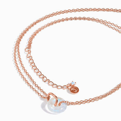 Moonstone Necklace - Ora - rose gold vermeil worn