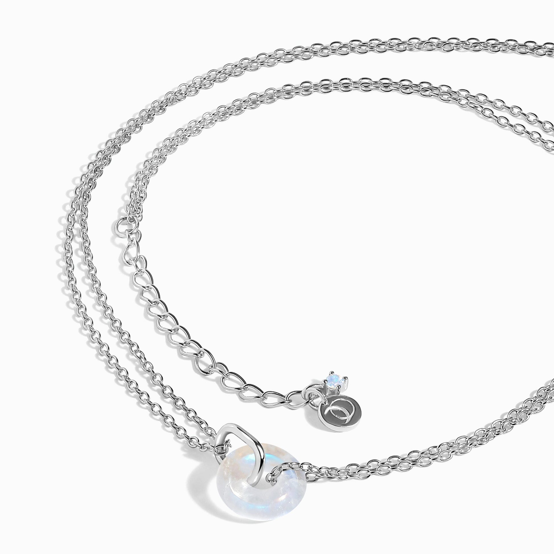 Moonstone Necklace - Ora - sterling silver worn