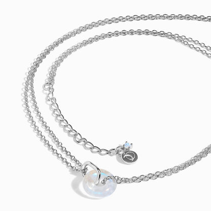Moonstone Necklace - Ora - sterling silver worn