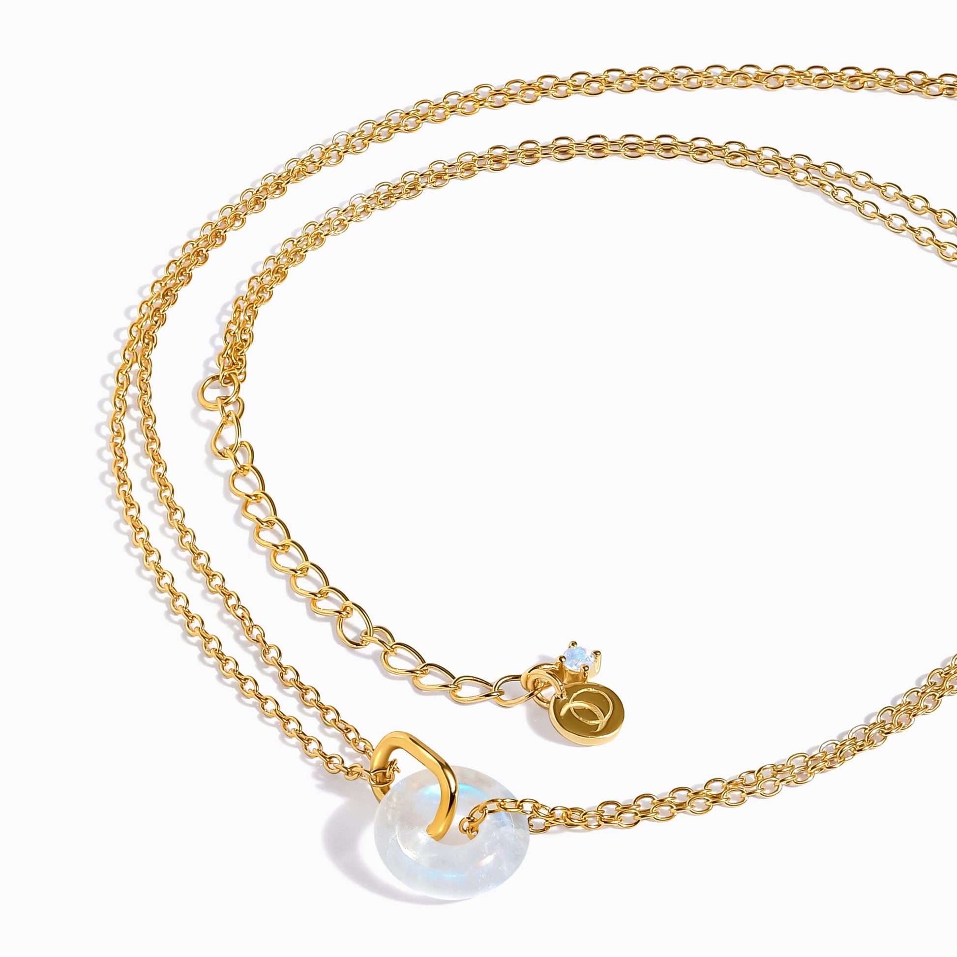 Moonstone Necklace - Ora - yellow gold vermeil worn