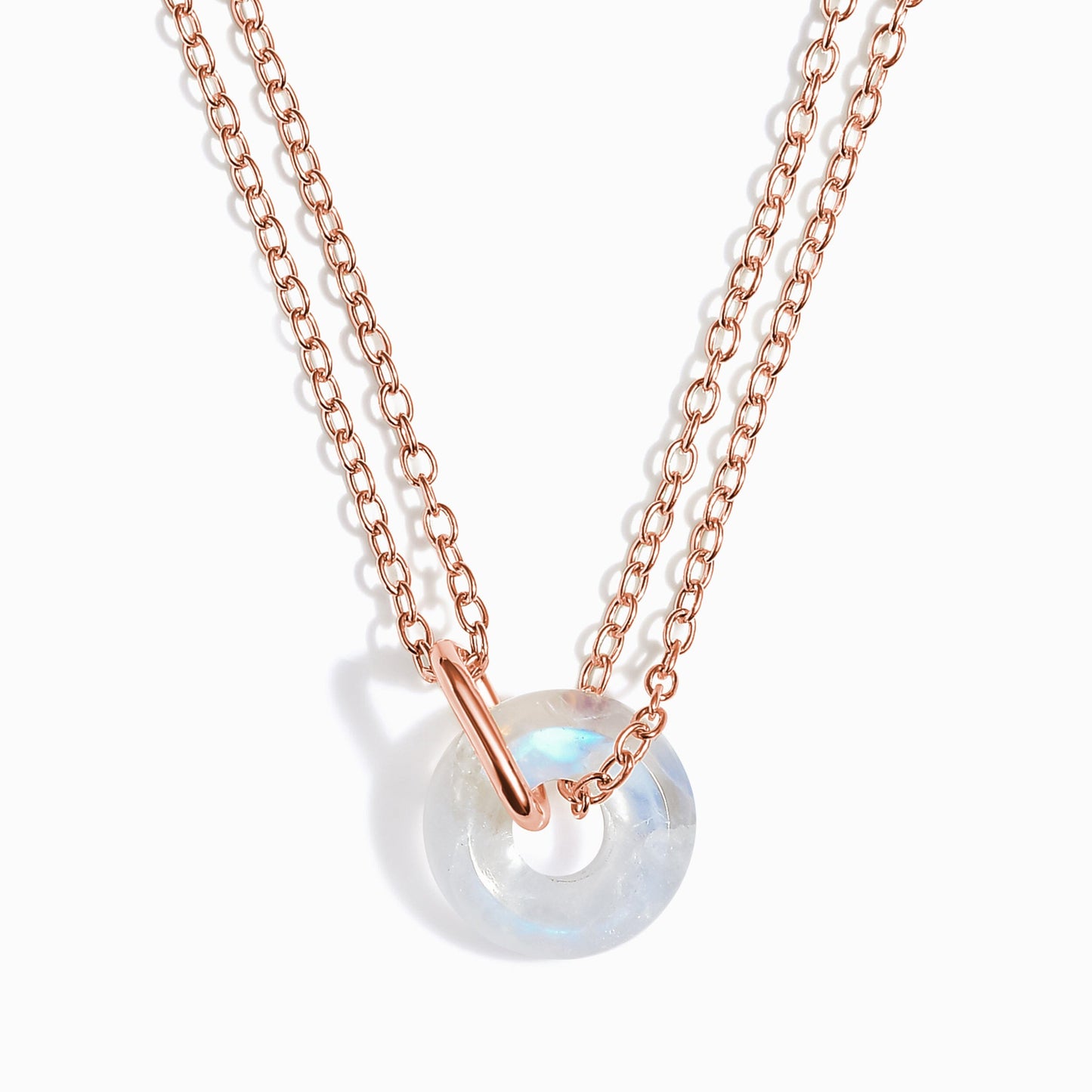 Moonstone Necklace - Ora - rose gold vermeil