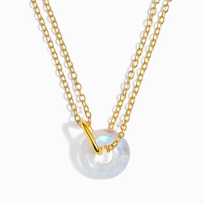 Moonstone Necklace - Ora - yellow gold vermeil