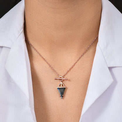 Labradorite Necklace Heroine rose gold worn