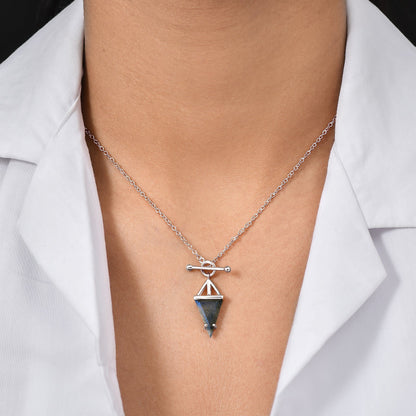 Labradorite Necklace Heroine silver worn 2