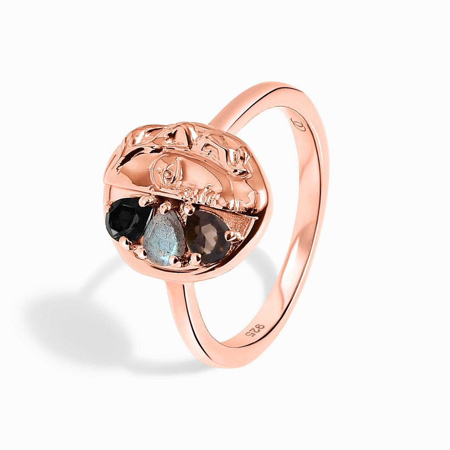Dark Gradient Ring - Goddess & Waves Band - rose gold detail