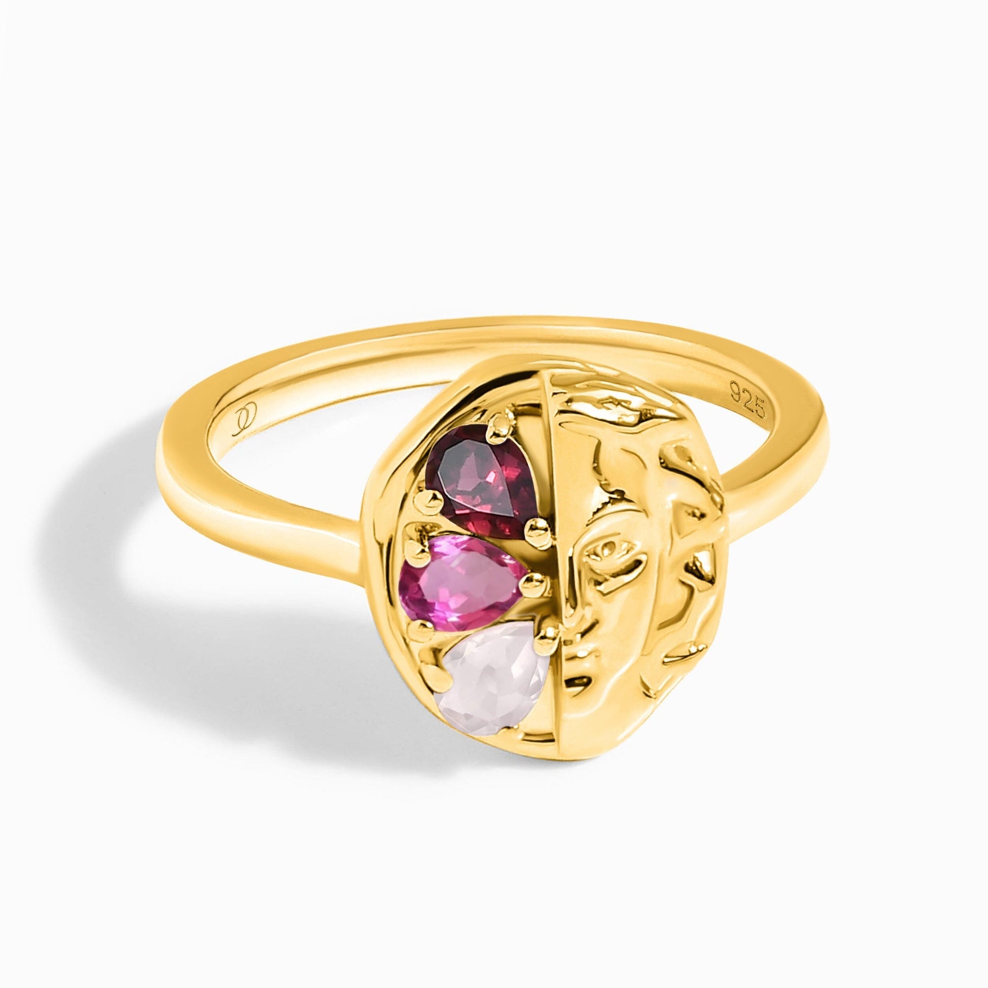 Pink Gradient Ring - Goddess, yellow gold