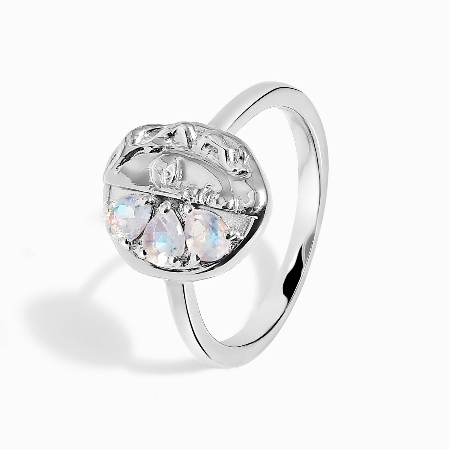 Moonstone Ring - Goddess - sterling silver stacked