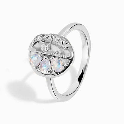 Moonstone Ring - Goddess - sterling silver stacked