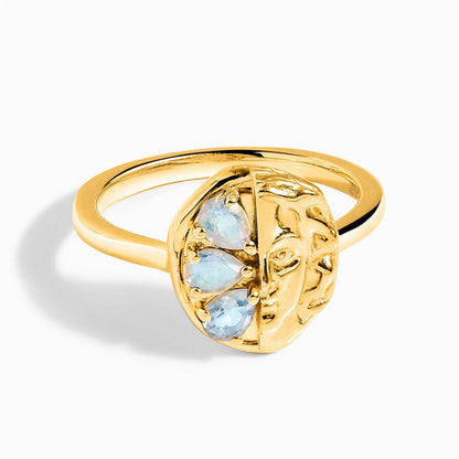 Moonstone Ring - Goddess - yellow gold vermeil