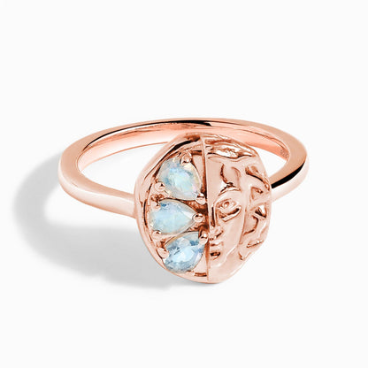 Moonstone Ring - Goddess - rose gold vermeil