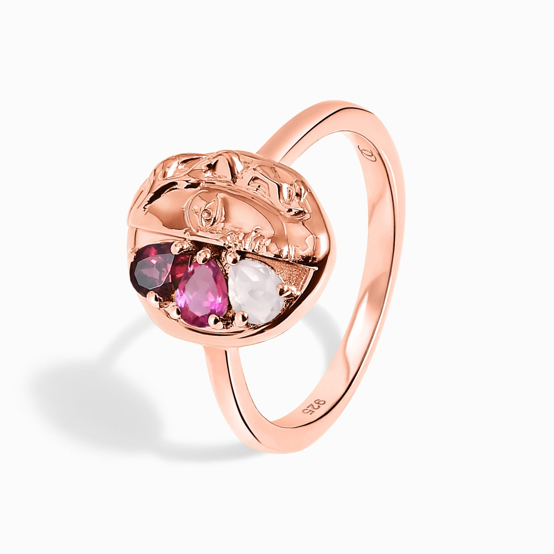 Pink Gradient Goddess Ring & Waves Band - rose gold detail