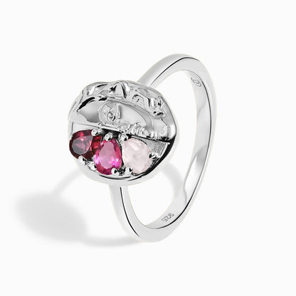 Pink Gradient Ring - Goddess, silver detail