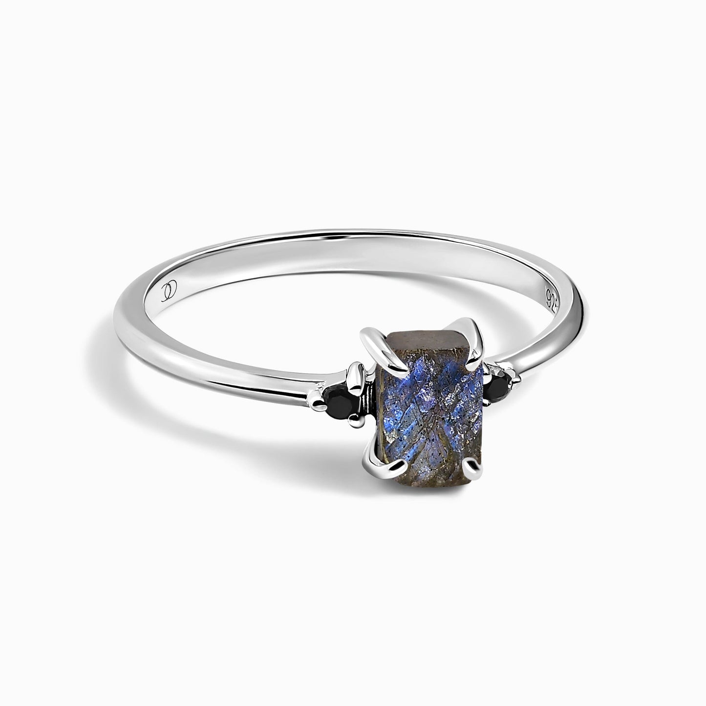 Labradorite Black Onyx Ring - Petite Allure - silver