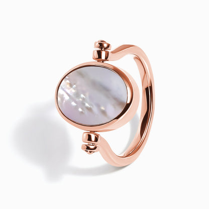 Black Onyx Mother of Pearl Fidget Ring - rose gold flipping angle