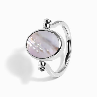 Black Onyx Mother of Pearl Fidget Ring - silver flipping angle