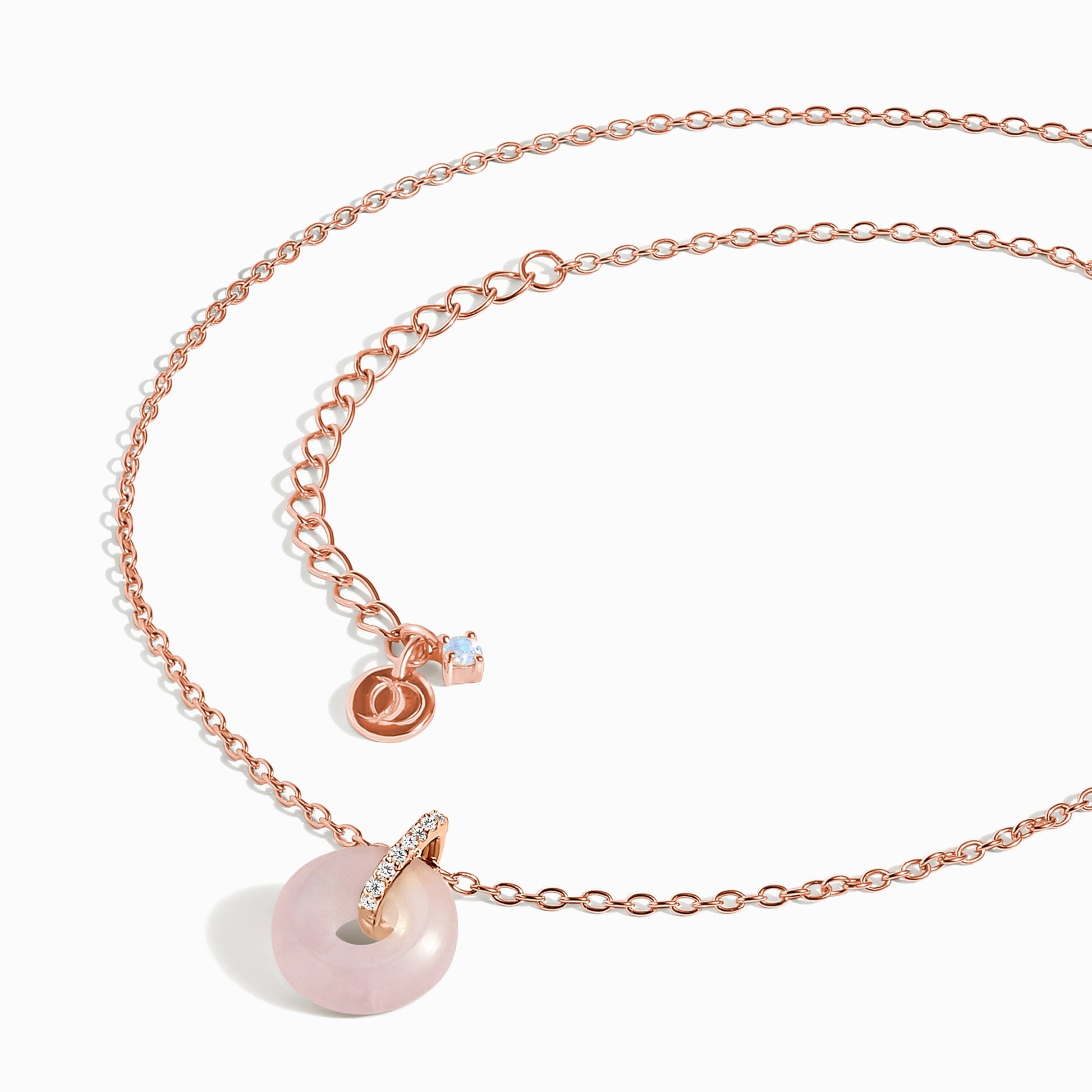 Rose Quartz Necklace - Liora - rose gold chain