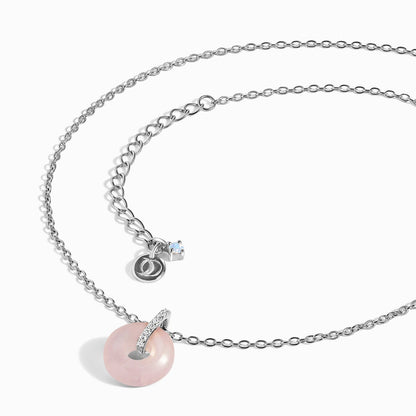 Rose Quartz Necklace - Liora - silver chain