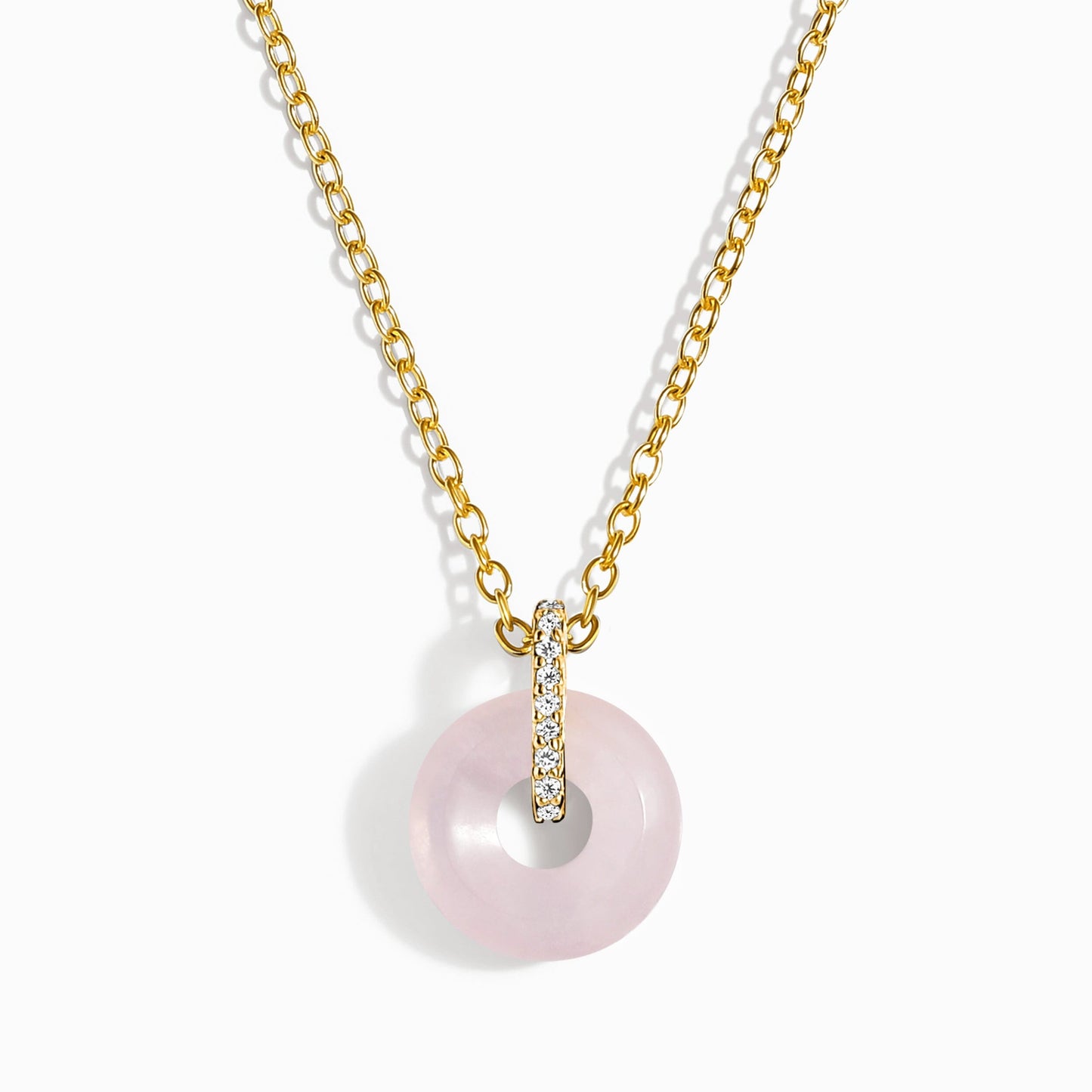 Rose Quartz Necklace - Liora - yellow gold