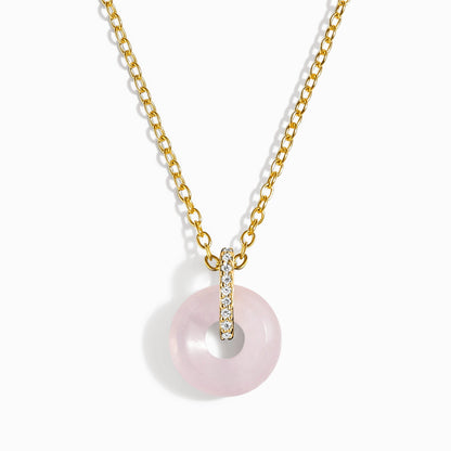 Rose Quartz Necklace - Liora - yellow gold