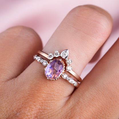 Mirth Ring and Vow Band close up