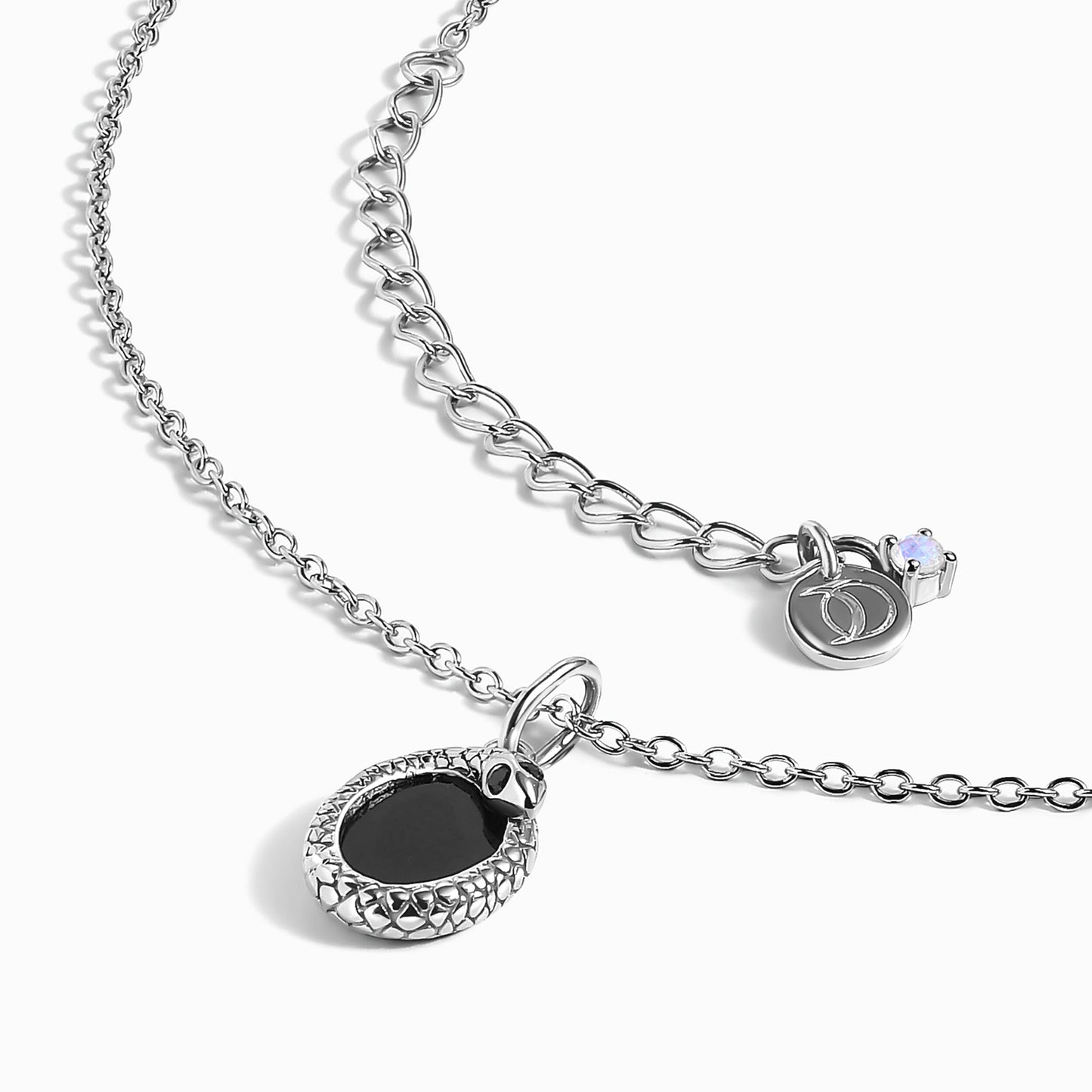 Black Onyx Necklace - Serpent - silver