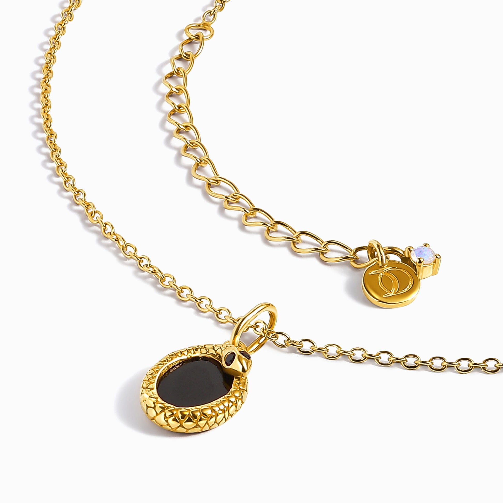 Black Onyx Necklace - Serpent - gold