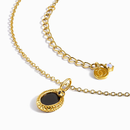 Black Onyx Necklace - Serpent - gold
