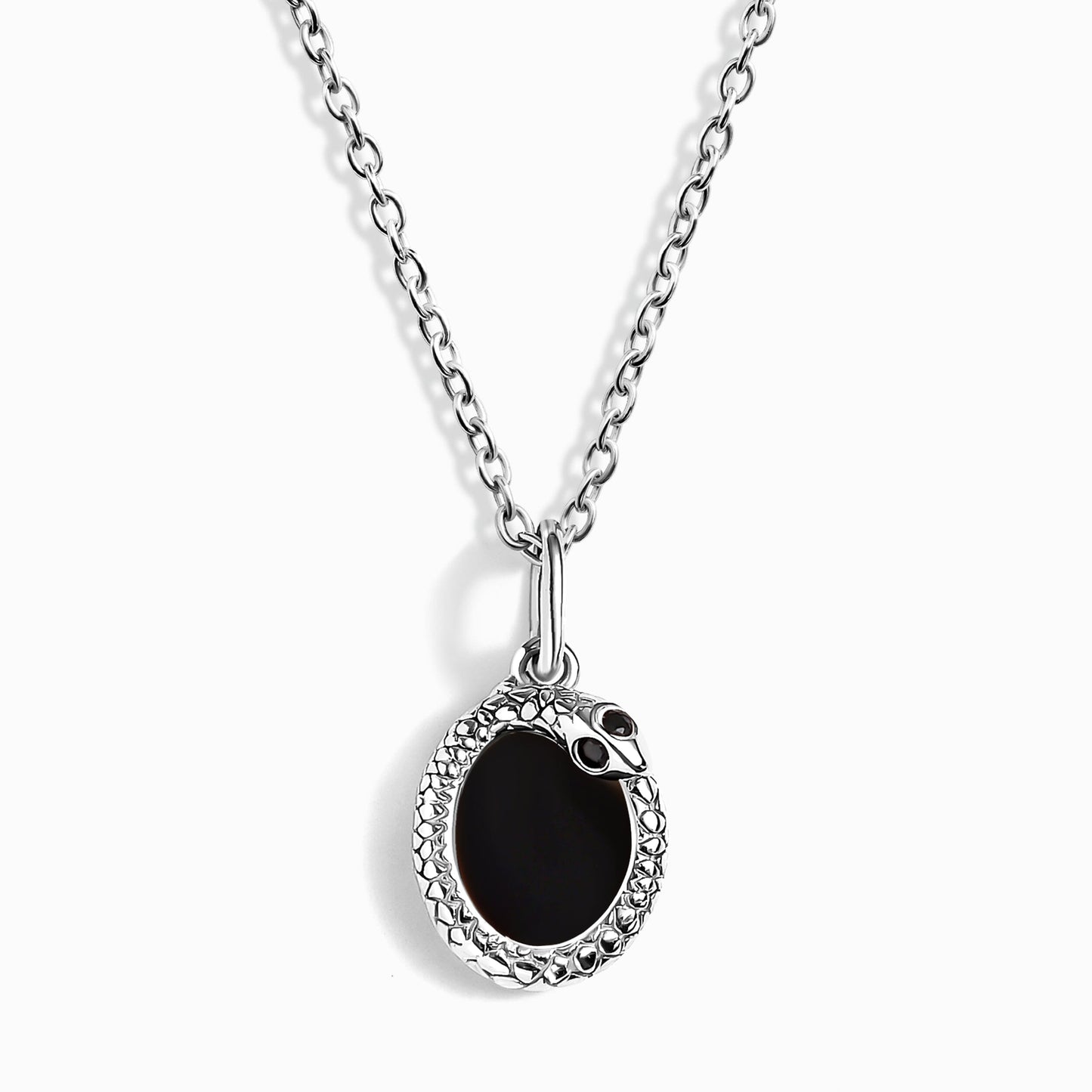 Black Onyx Necklace - Serpent - silver