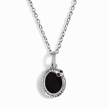 Black Onyx Necklace - Serpent - silver