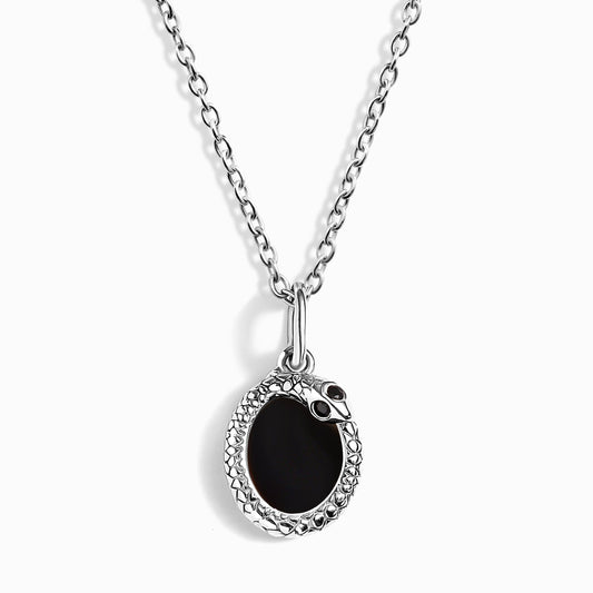 Black Onyx Necklace - Serpent - silver