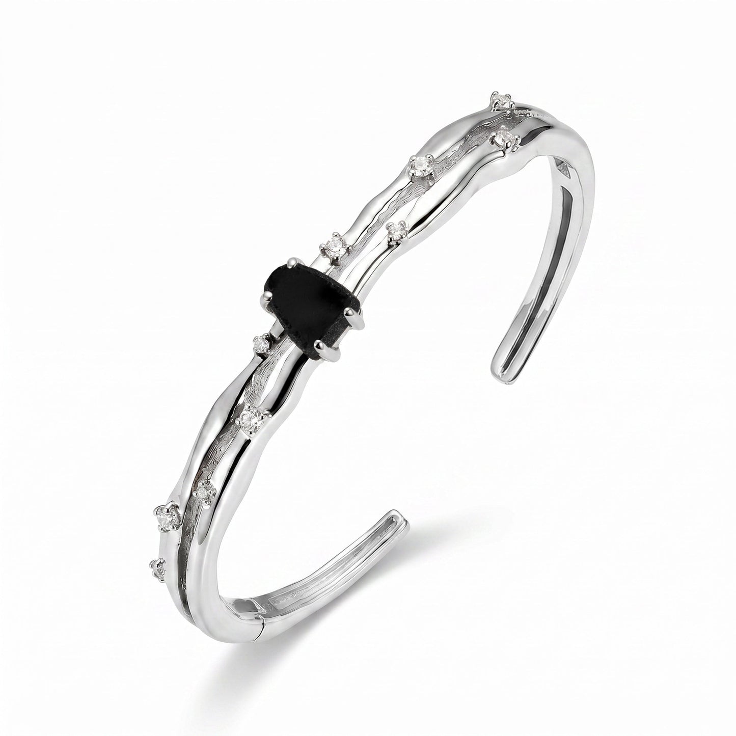 Black Obsidian Cuff - Flow