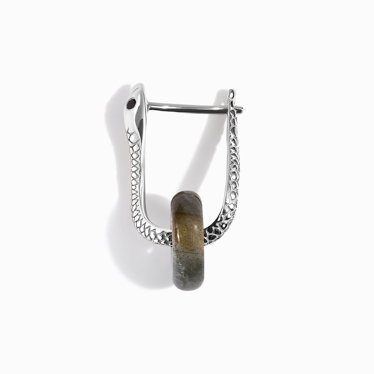 Labradorite Earrings - Serpent - detail silver
