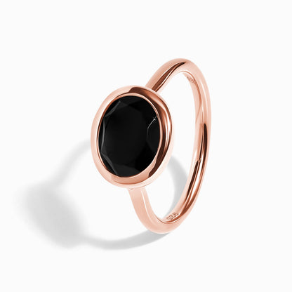 Black Obsidian Ring - Skin-Touch - rose gold angle