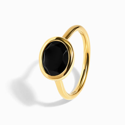 Black Obsidian Ring - Skin-Touch - yellow gold angle