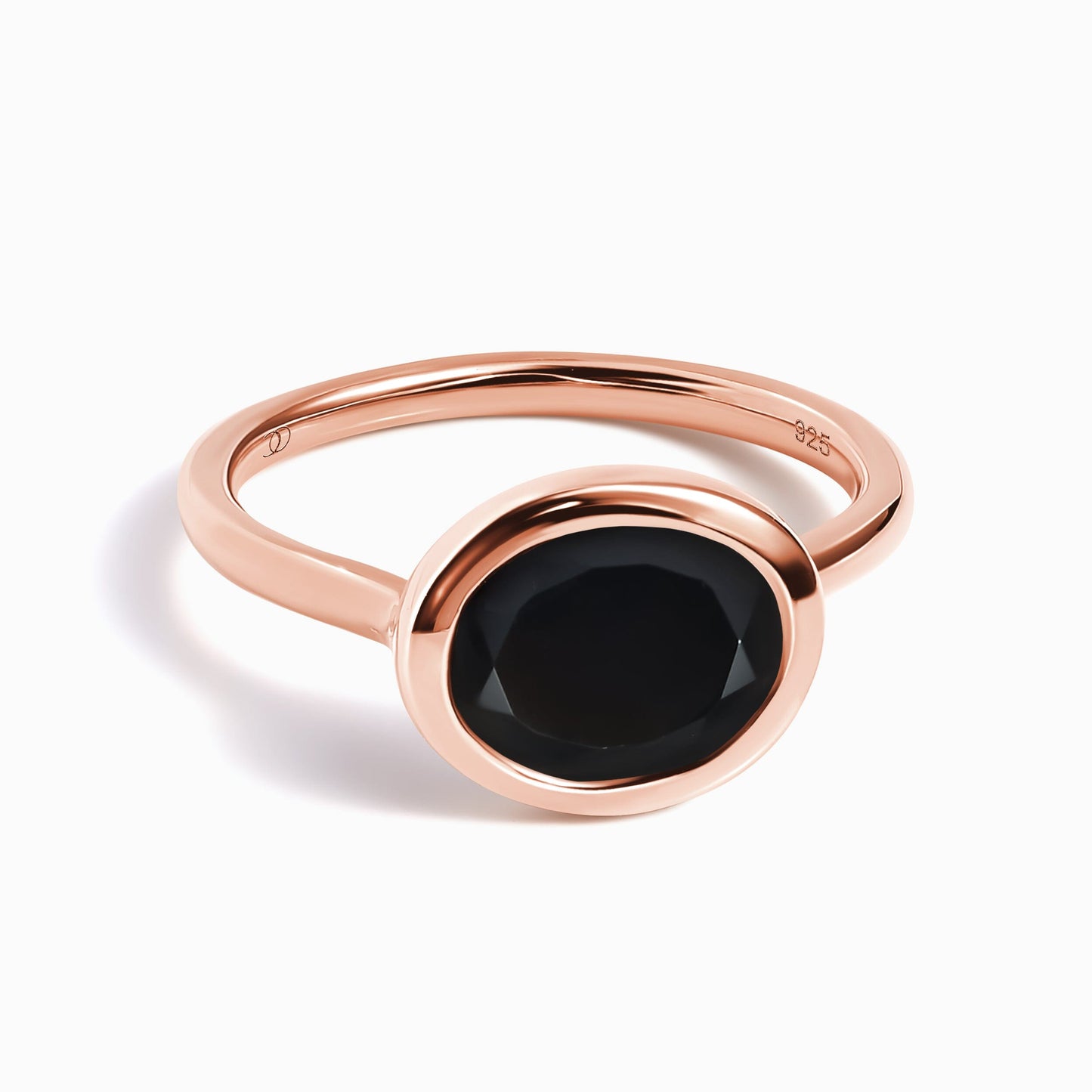 Black Obsidian Ring - Skin-Touch - rose gold