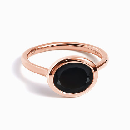 Black Obsidian Ring - Skin-Touch - rose gold