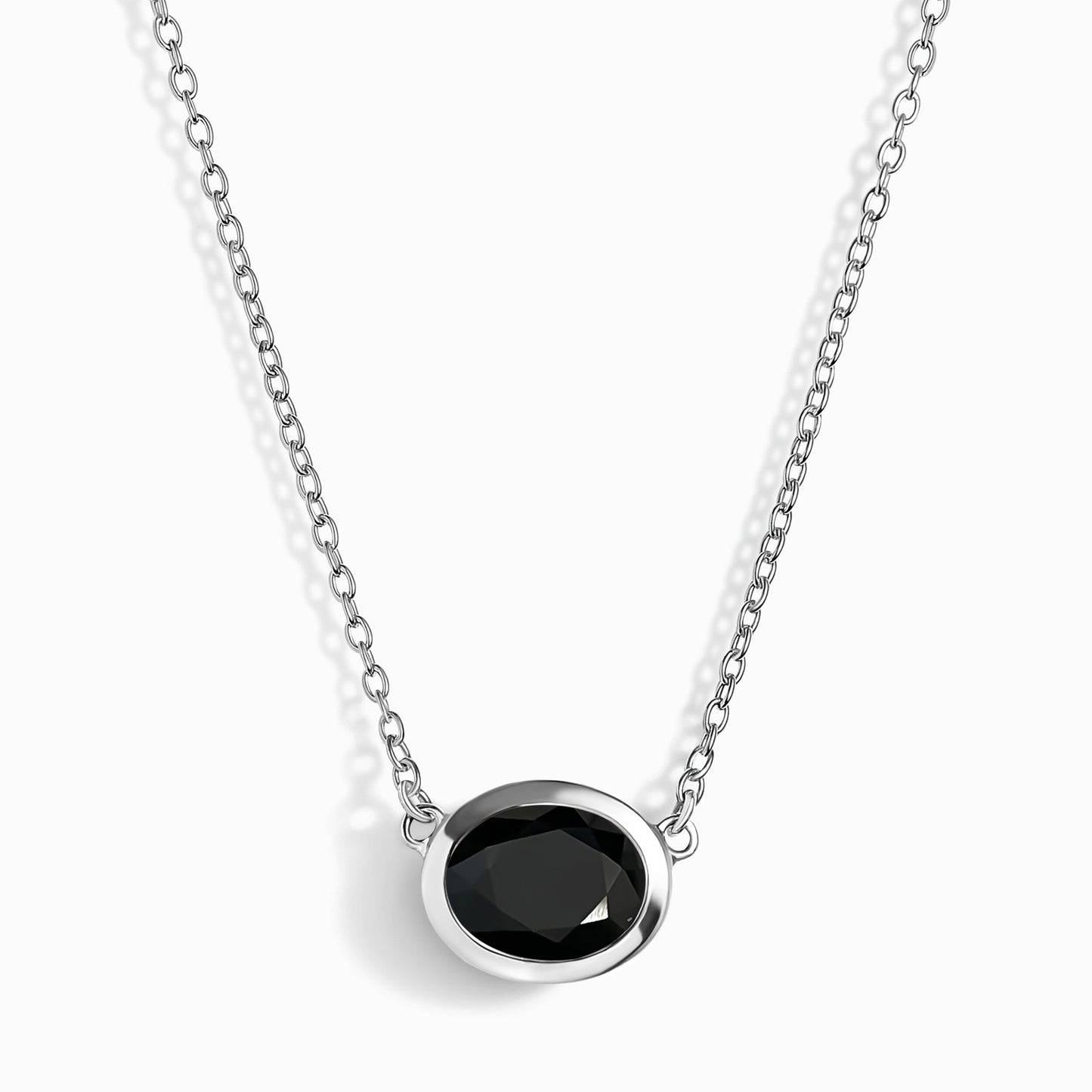 Black Obsidian Necklace - Skin-Touch - white rhodium