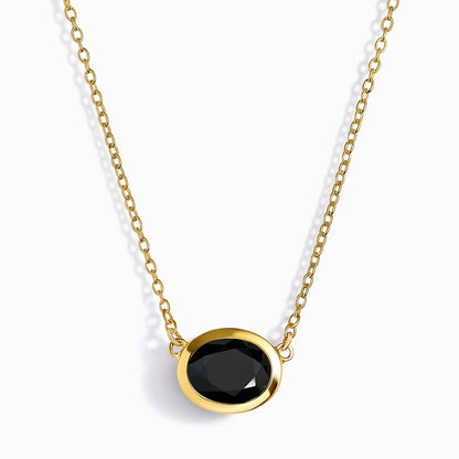 Black Obsidian Necklace - Skin-Touch - yellow gold