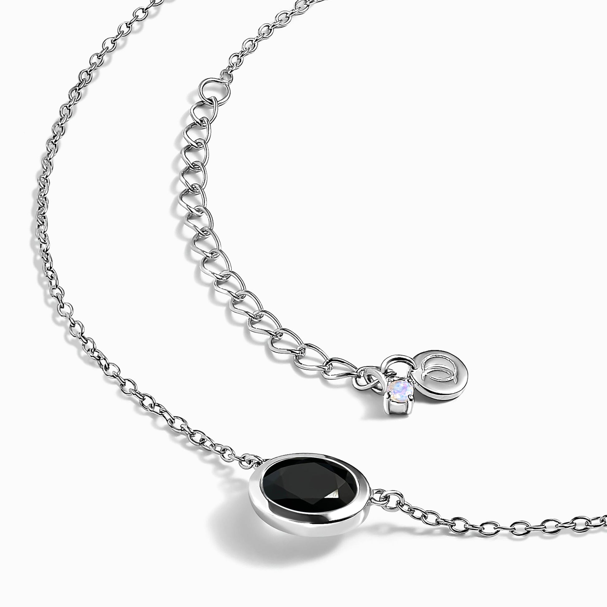 Black Obsidian Necklace - Skin-Touch - white rhodium angle