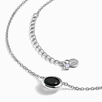 Black Obsidian Necklace - Skin-Touch - white rhodium angle
