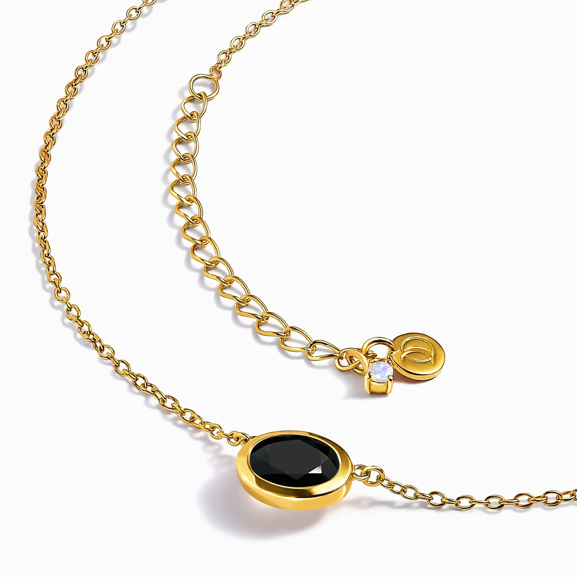 Black Obsidian Necklace - Skin-Touch - yellow gold angle