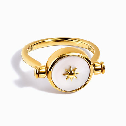 Black Onyx Pearl Ring - Yellow Gold Vermeil detail
