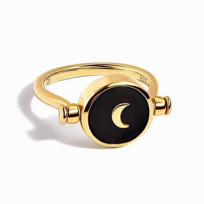 Black Onyx Pearl Ring - Yellow Gold Vermeil