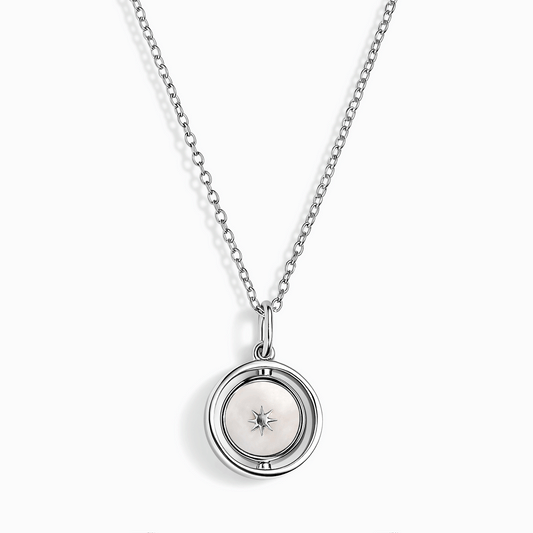 Black Onyx Pearl Necklace Night & Day - spinning silver