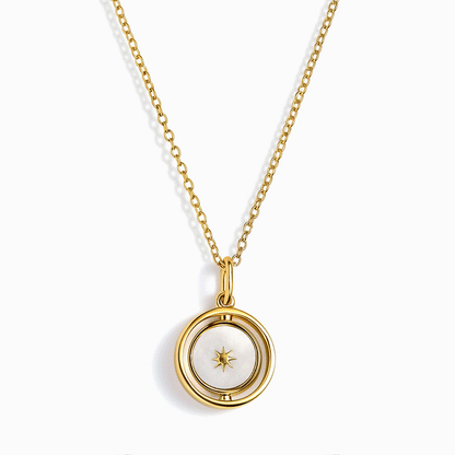 Black Onyx Pearl Necklace Night & Day - spinning yellow gold