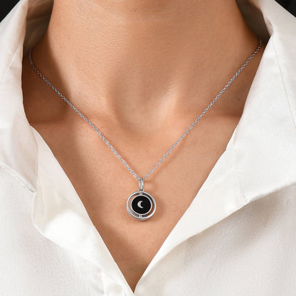Black Onyx Pearl Necklace - Sterling Silver