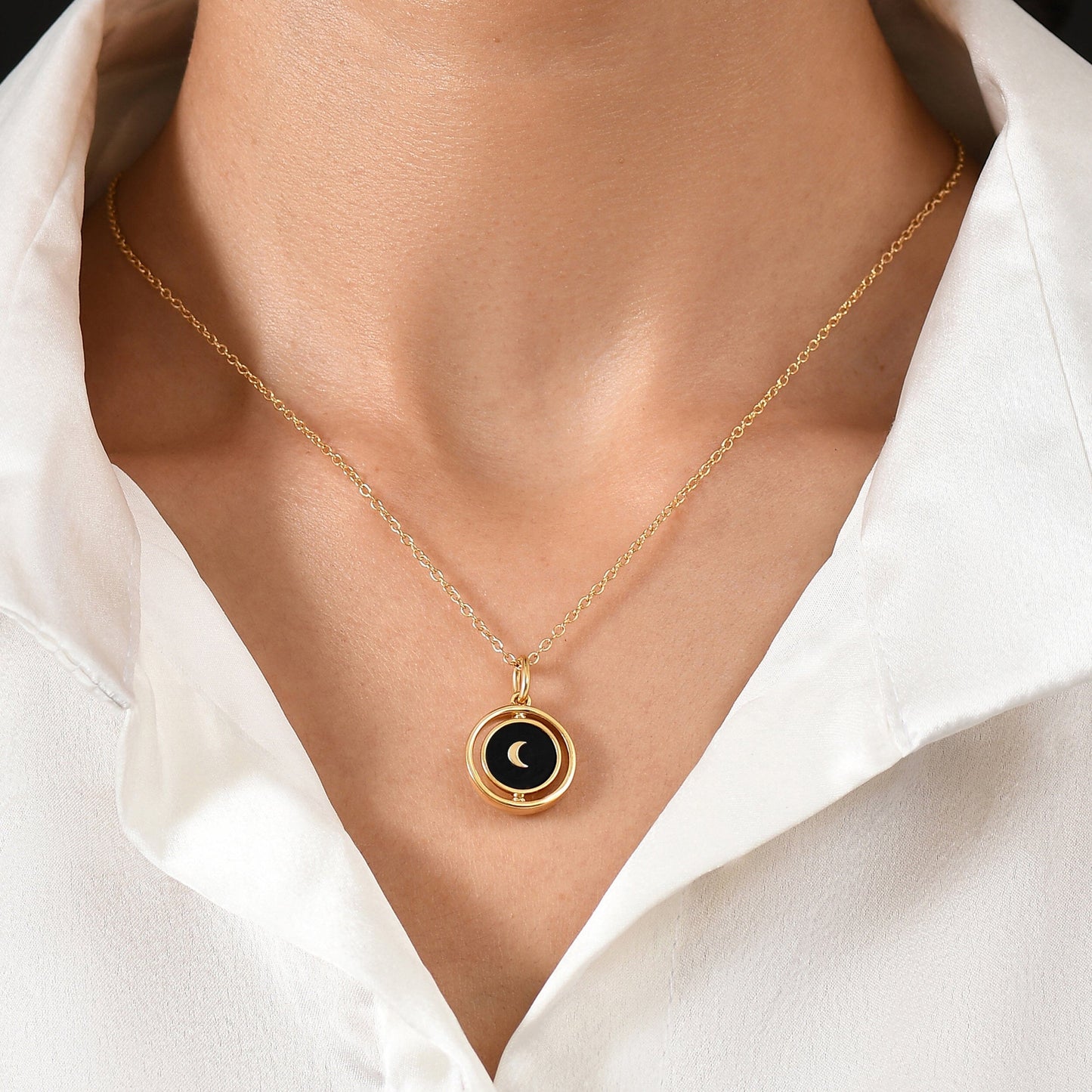 Black Onyx Pearl Necklace - Yellow Gold Vermeil