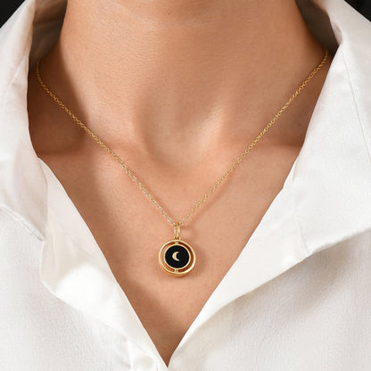 Black Onyx Pearl Necklace - Yellow Gold Vermeil