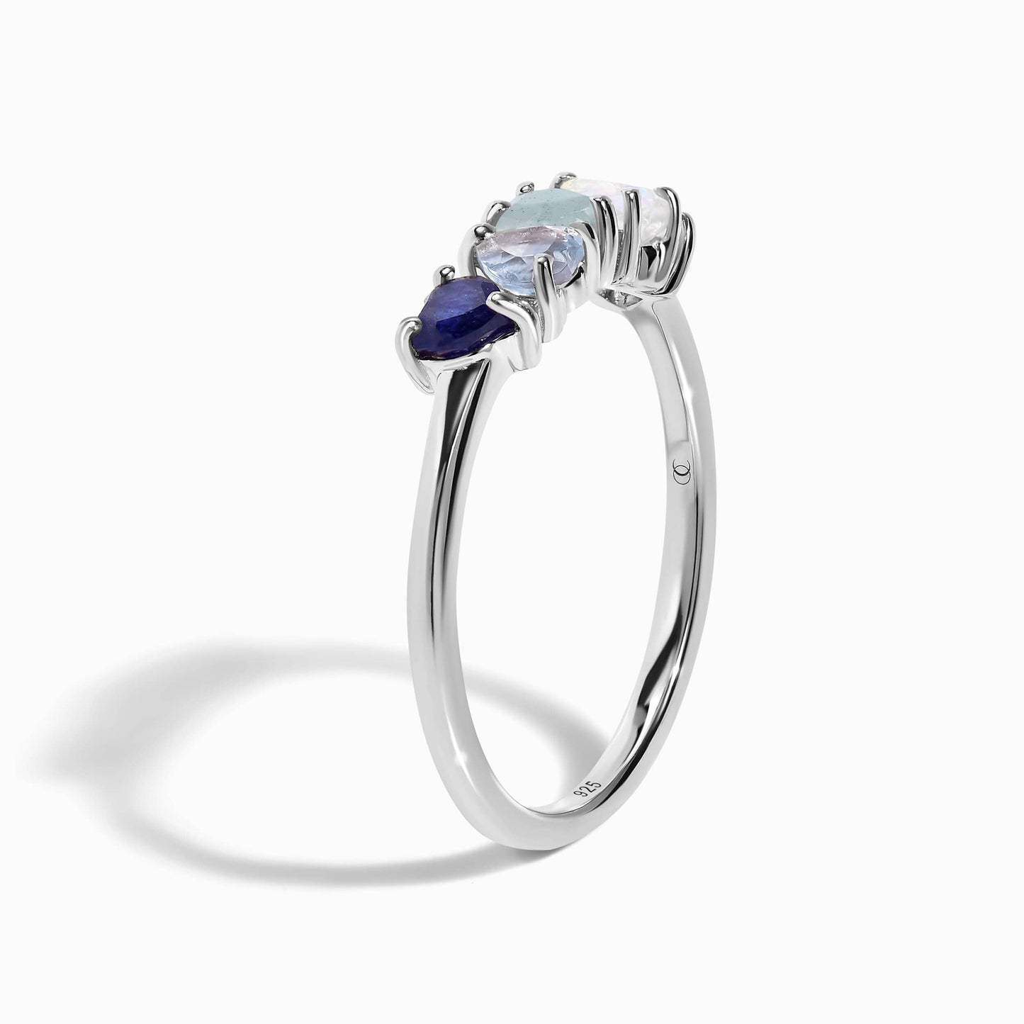 Blue Gradient Multigem Ring - Crush - silver detail